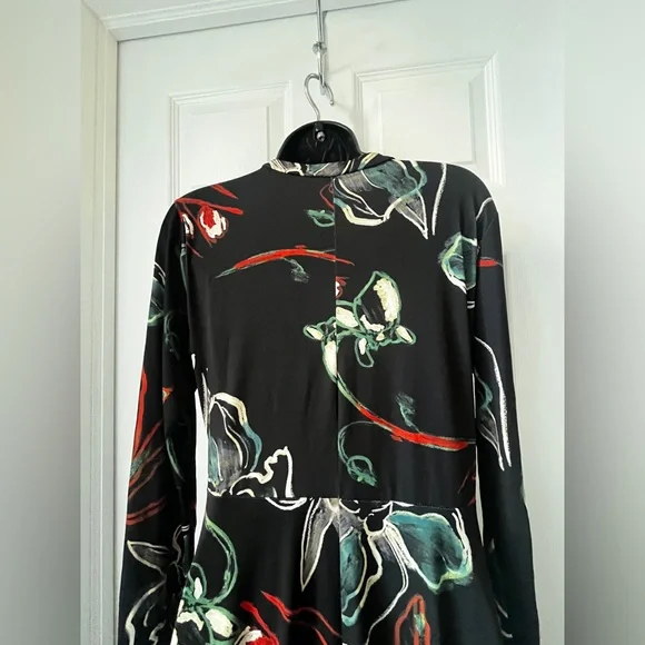 Zara Keyhole Midi Floral Dress size L - Picture 9 of 16